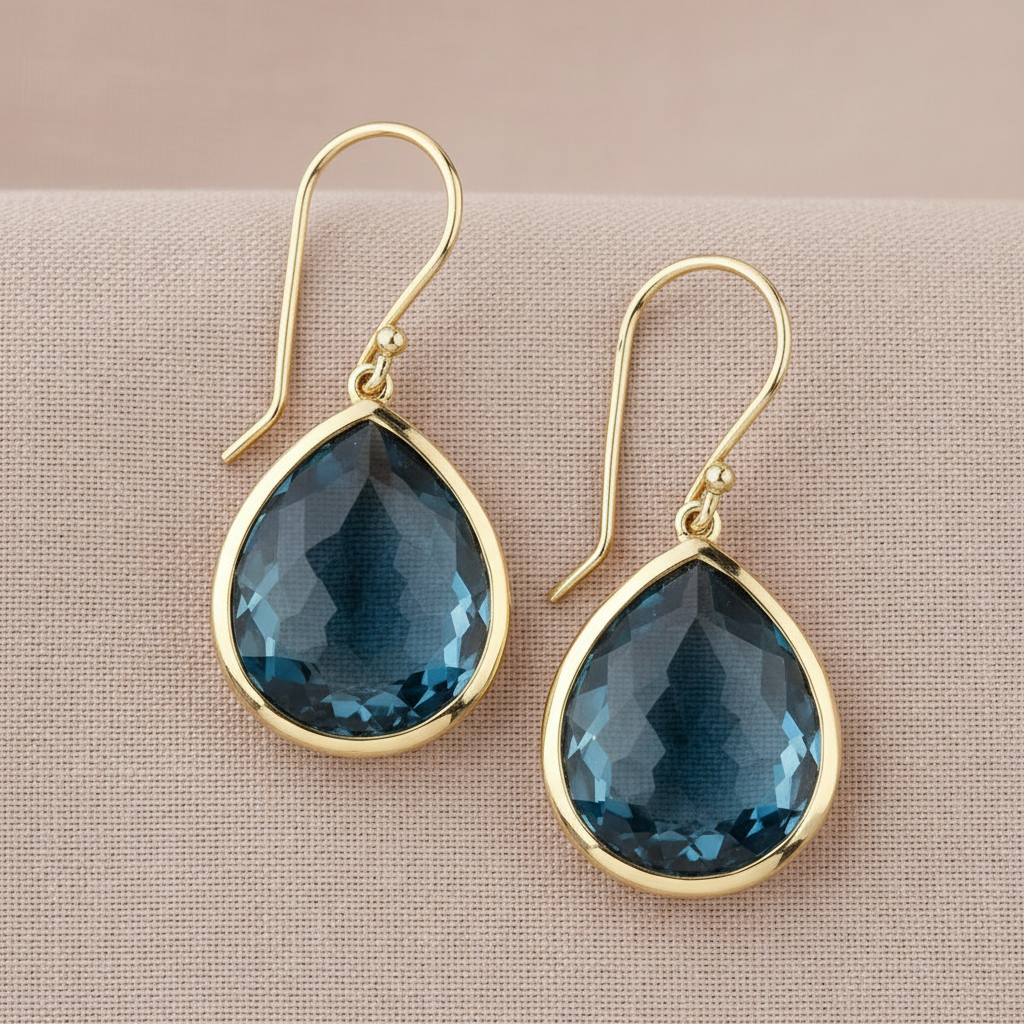 Vintage Blue Crystal Drop Earrings
