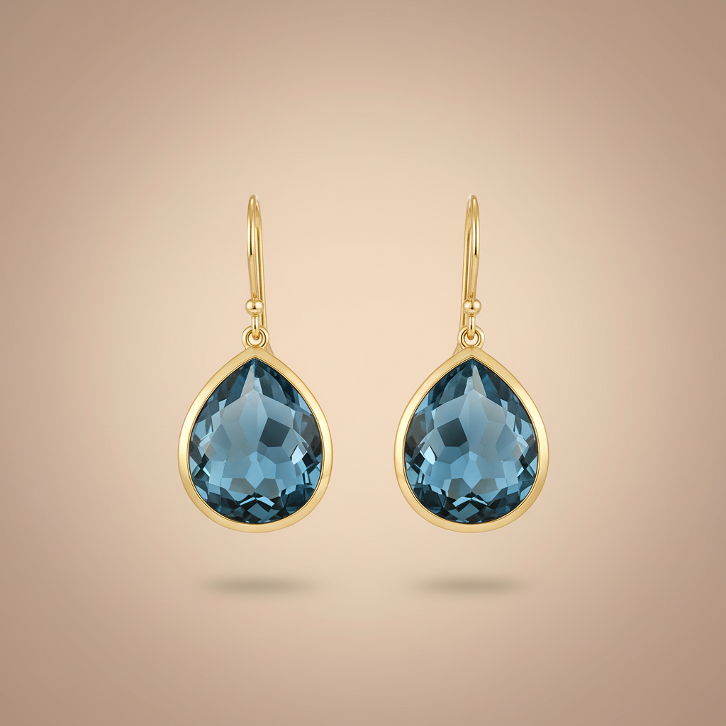 Vintage Blue Crystal Drop Earrings