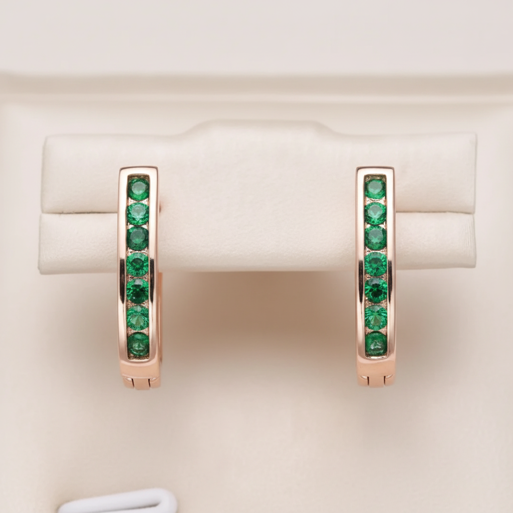 Elegant Green Zirconia Earrings – Front