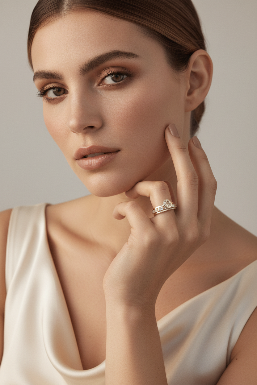 Inlaid Crystal Gold Ring