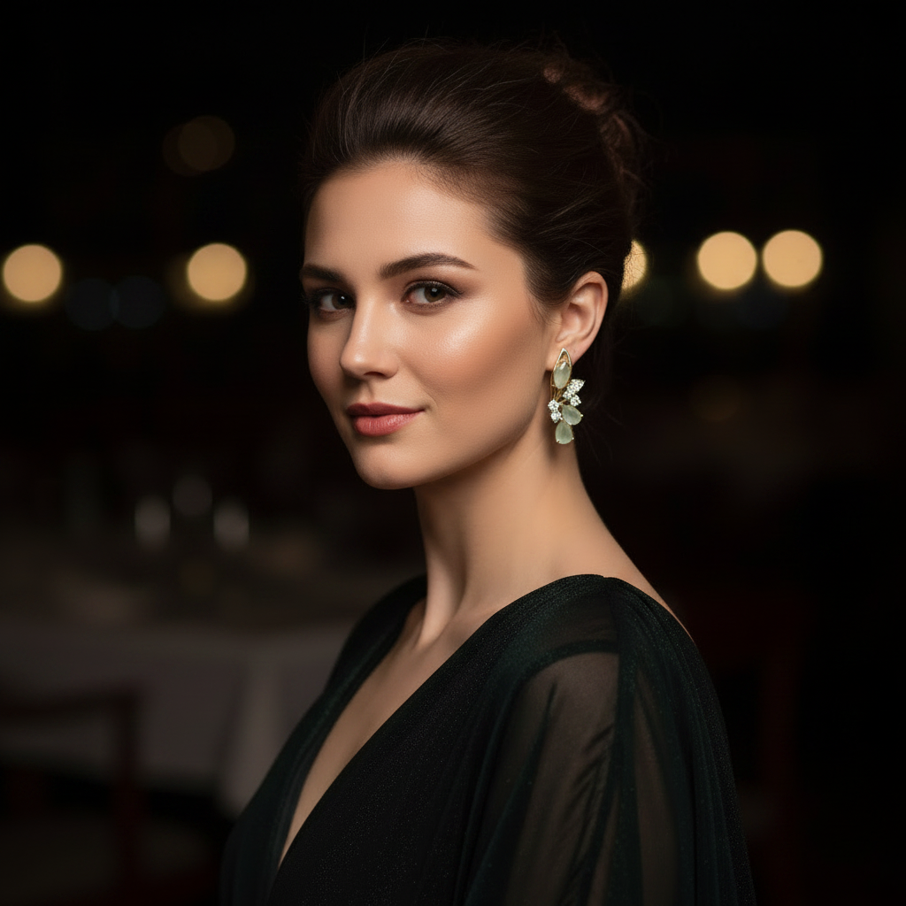 Green Wings Crystal Earrings