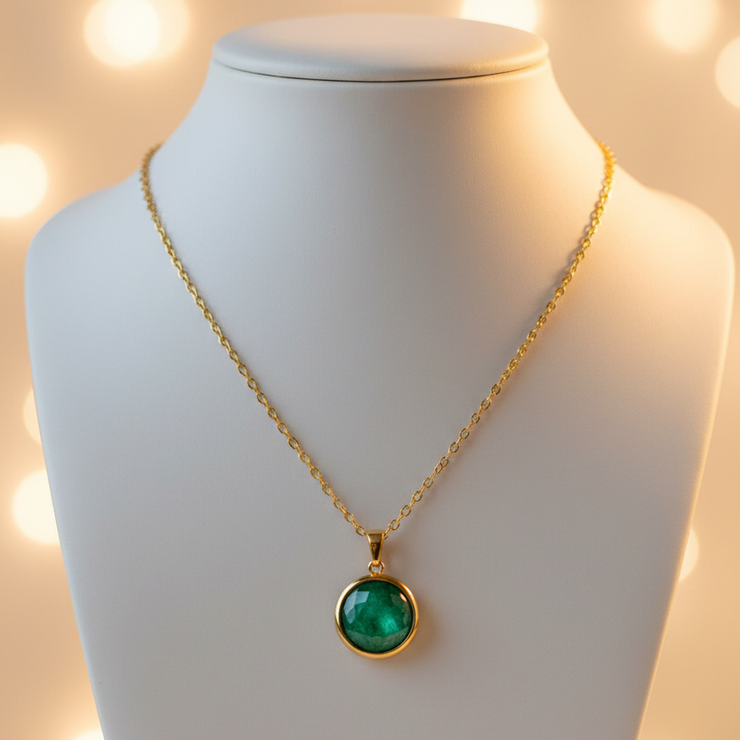 Emerald Birthstone Pendant Necklace