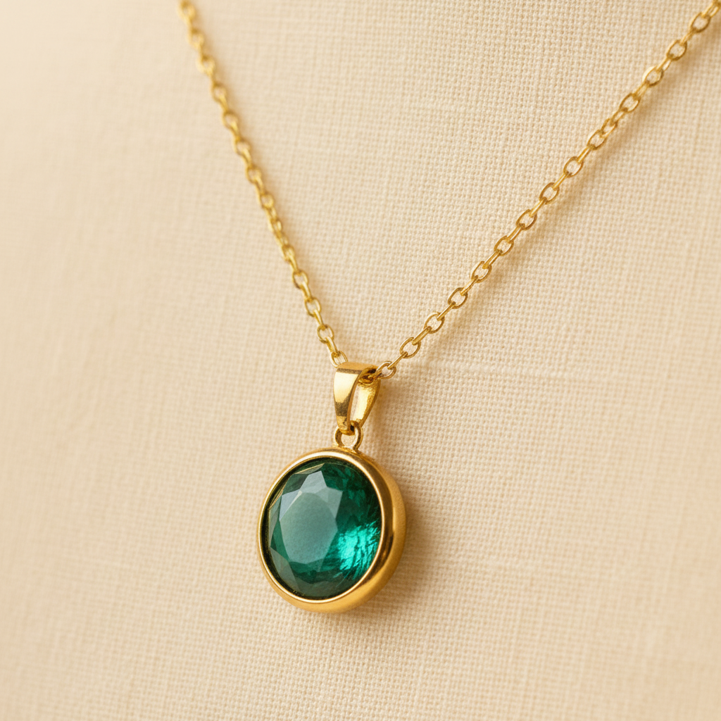 Emerald Birthstone Pendant Necklace