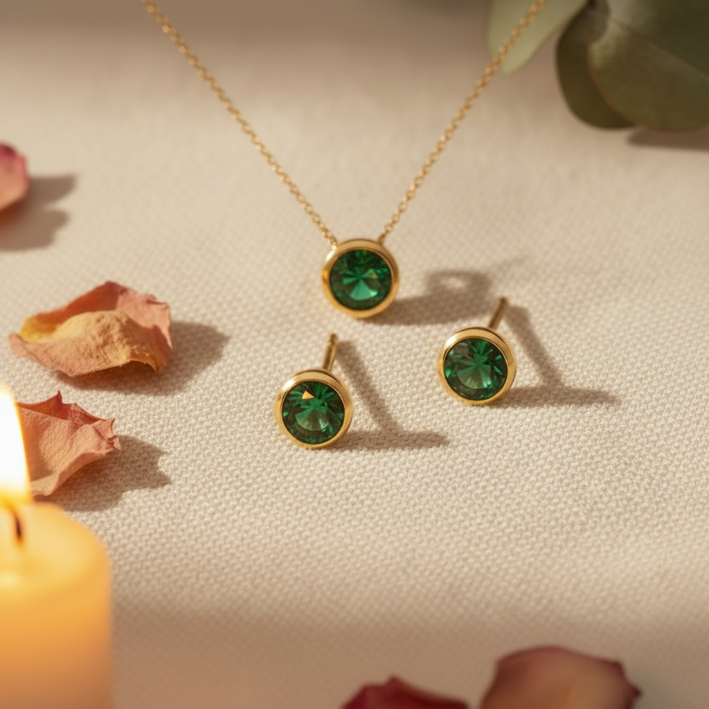Emerald Birthstone Pendant Necklace