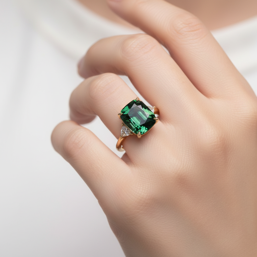 Square Emerald Ring in Gold