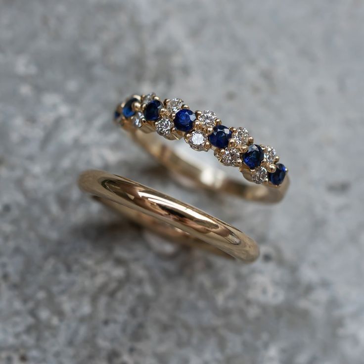 Vintage Blue Zirconia Ring Set
