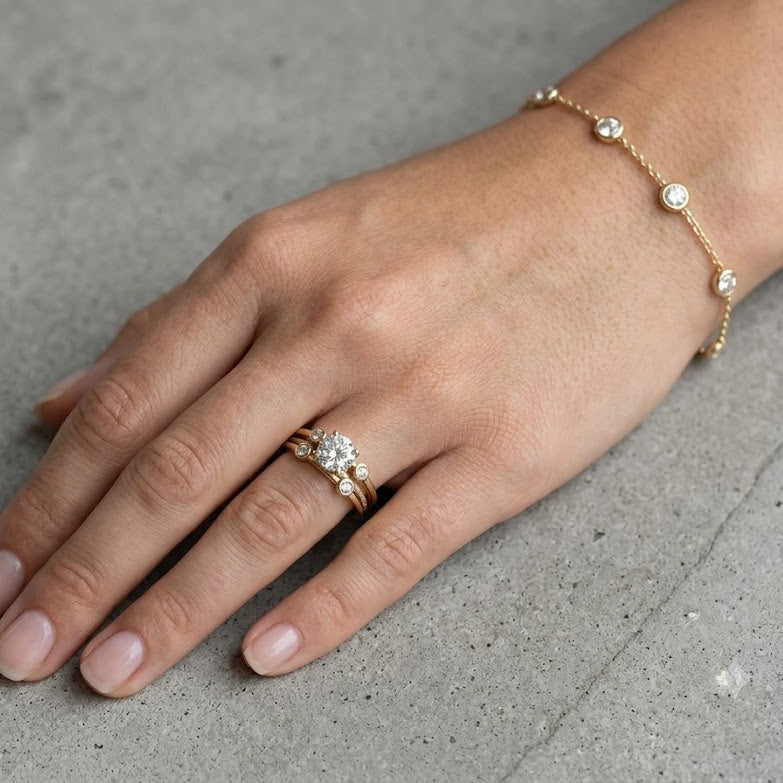 Layered Multi-Band Ring in Gold