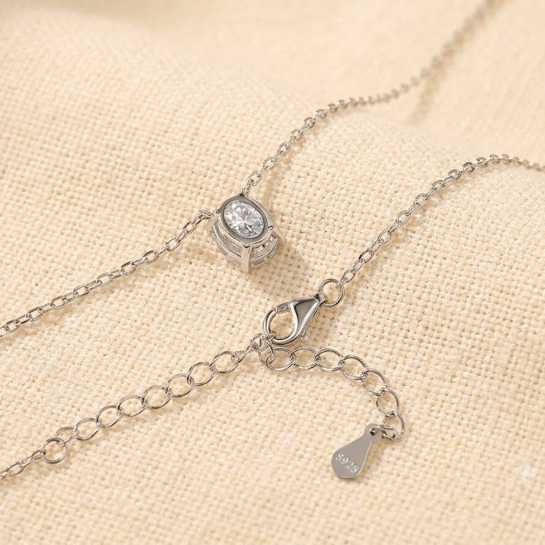 Oval Moissanite Pendant in Sterling Silver