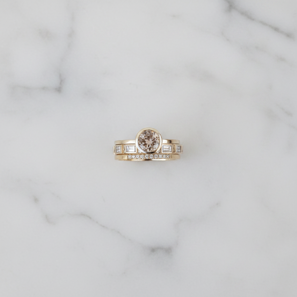 Inlaid Crystal Gold Ring
