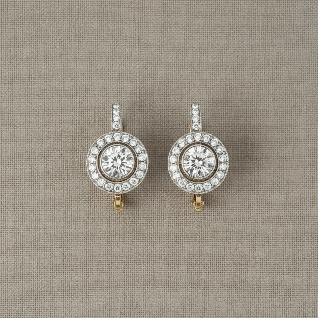 Vintage Silver Earrings with Zirconia