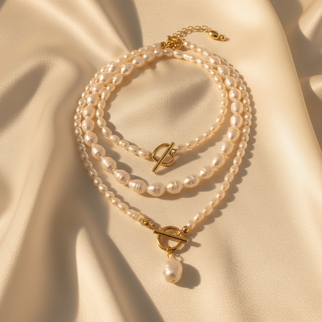 Freshwater Pearl Layered Necklace in Gold