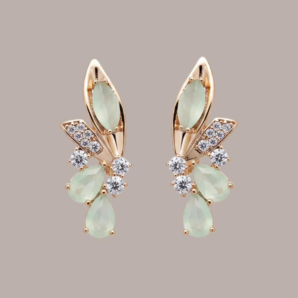 Green Wings Crystal Earrings