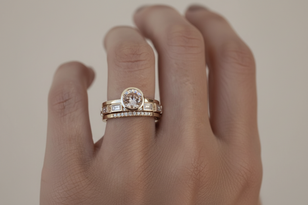 Inlaid Crystal Gold Ring