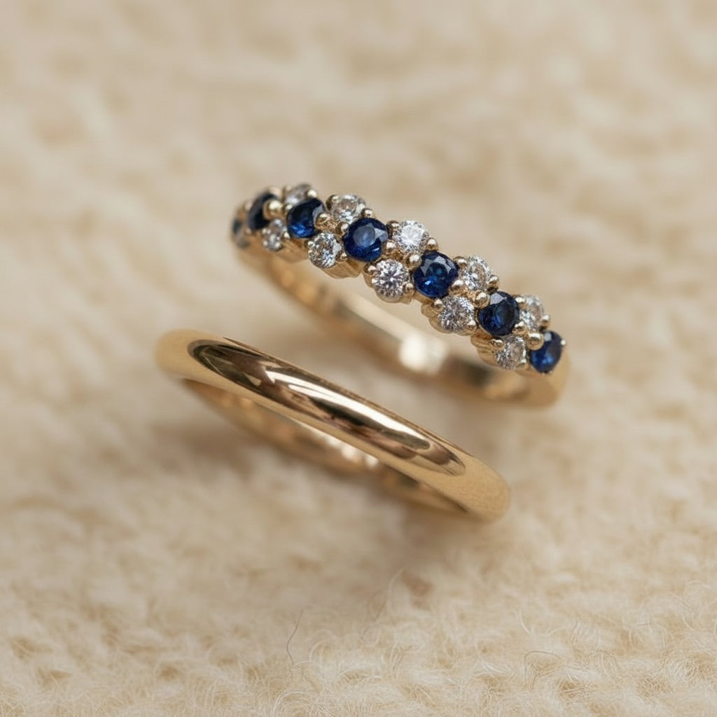 Vintage Blue Zirconia Ring Set