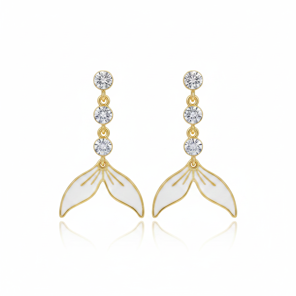 Mermaid Tail Zirconia Earrings in Gold