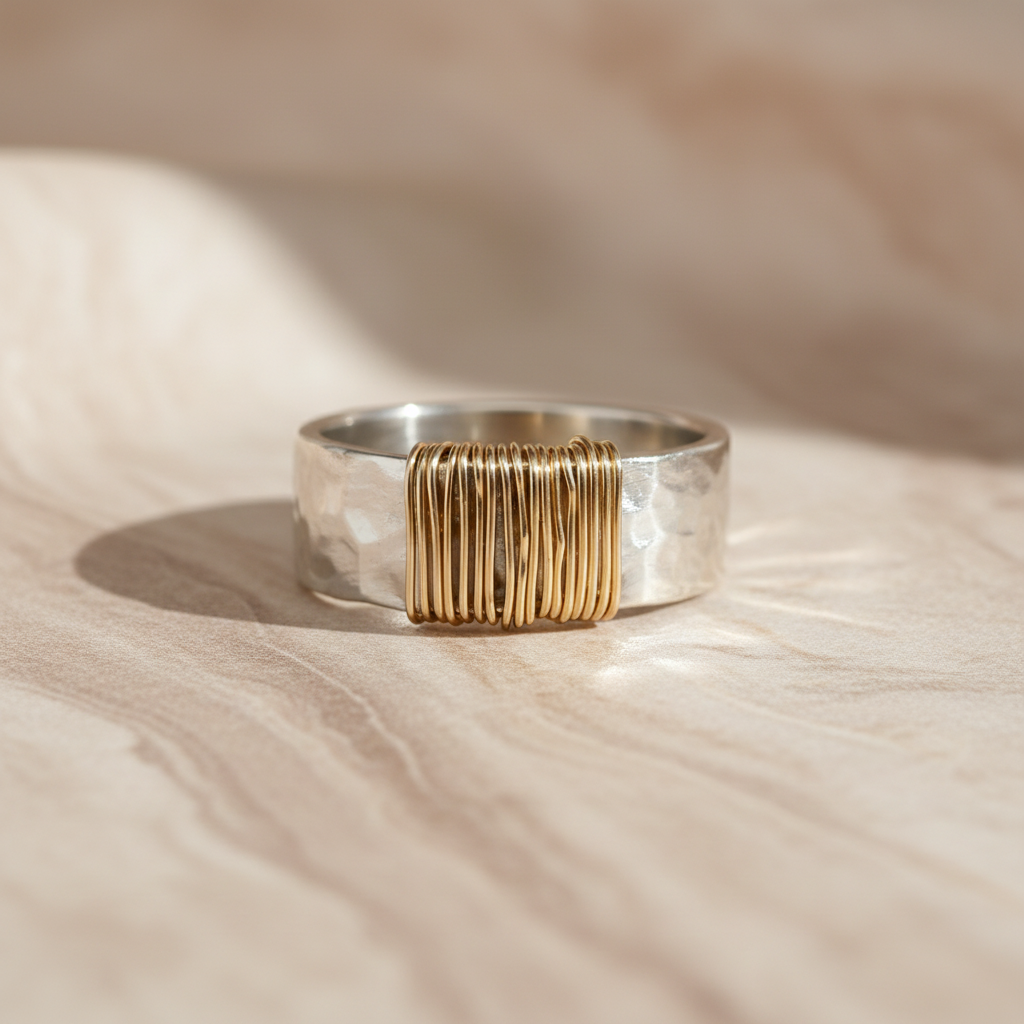 Vintage Golden Threads Silver Ring
