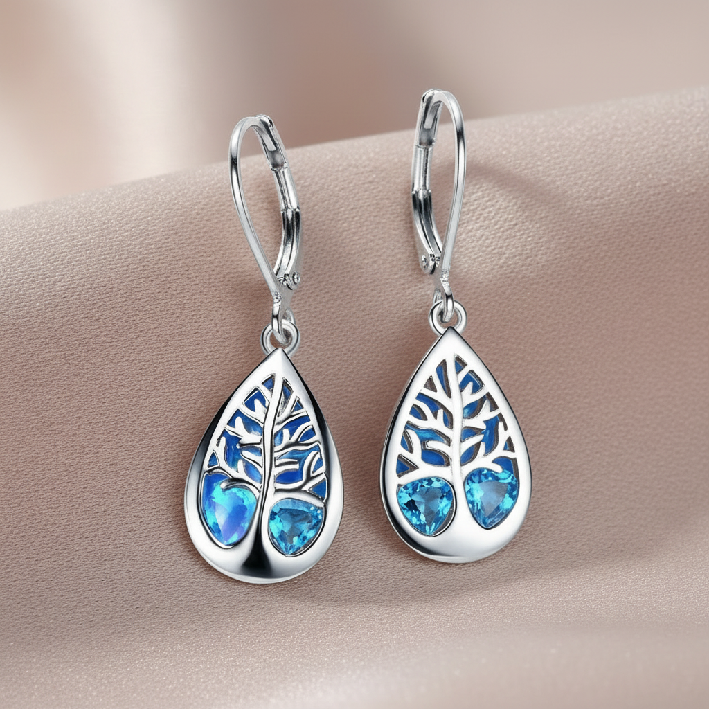 Tree of Life Earrings – Opal & Sterling Silver