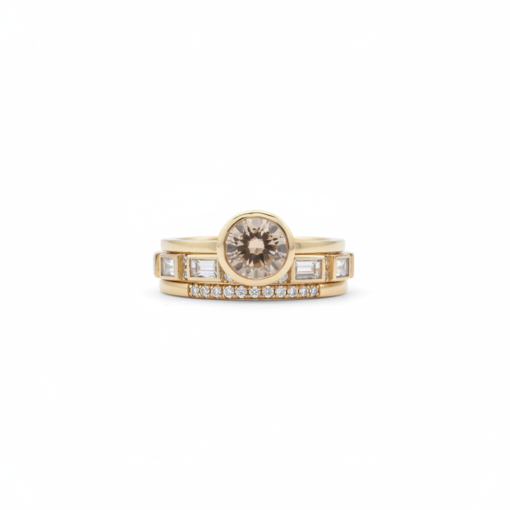 Inlaid Crystal Gold Ring