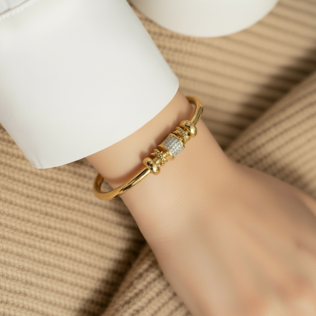 Adjustable Bracelet with Golden Charms