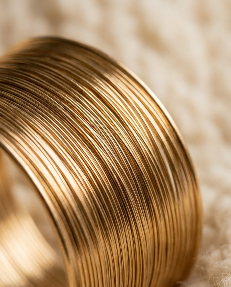 By Sophi Vintage Gold Wire Cuff Bracelet wire detail macro