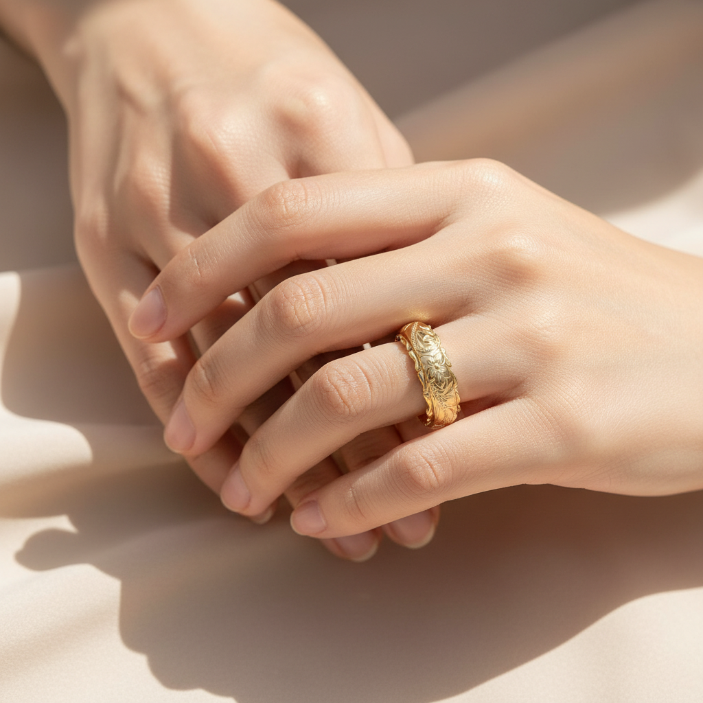 Vintage Flower Ring in Gold