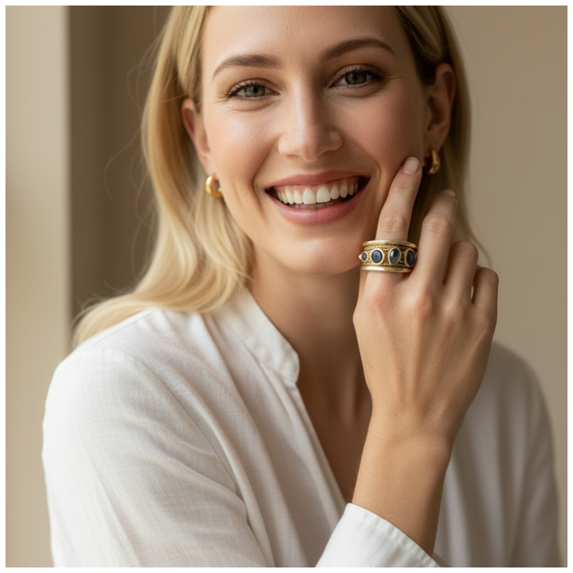 Gold Inlaid Blue Stone Ring