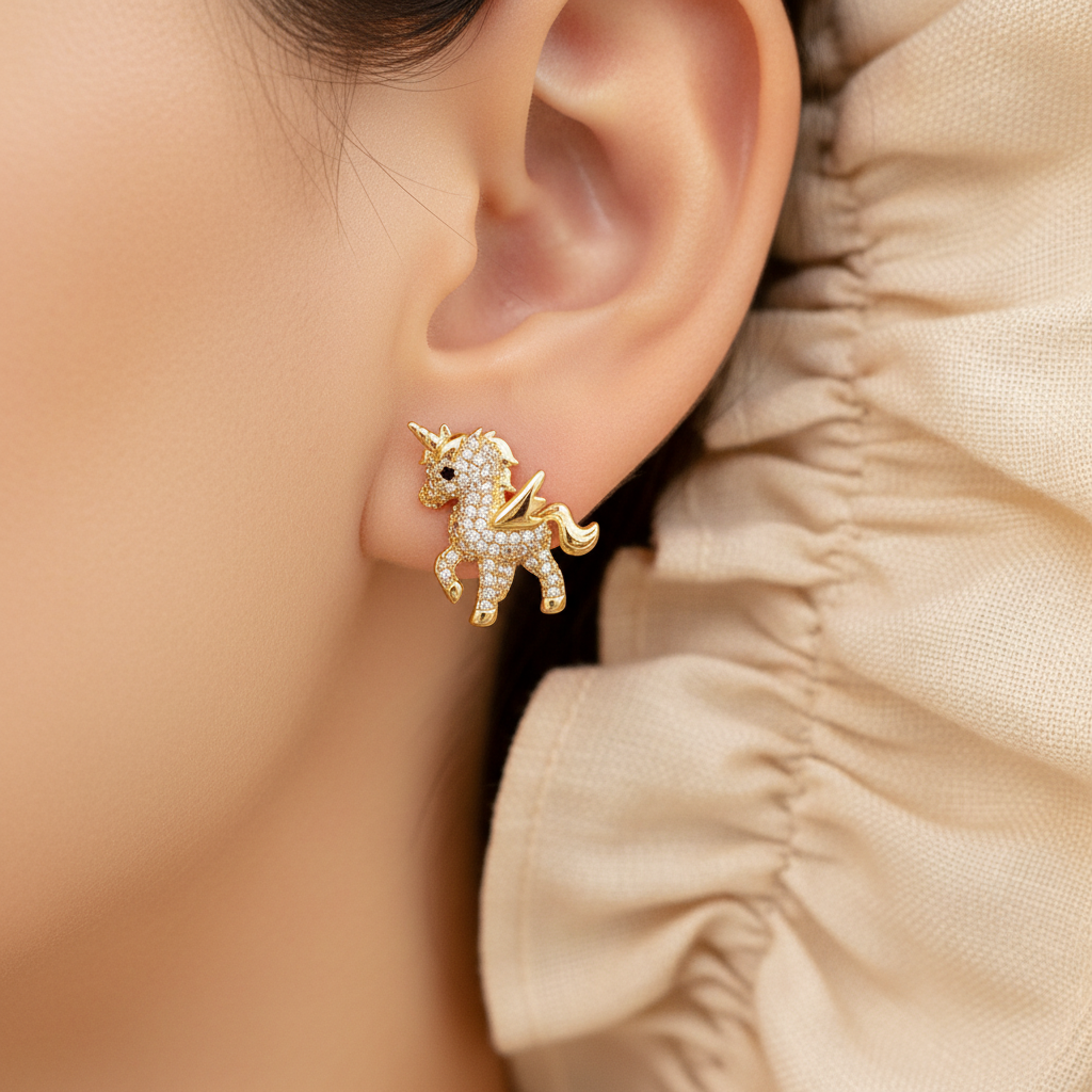 Gold Unicorn Earrings