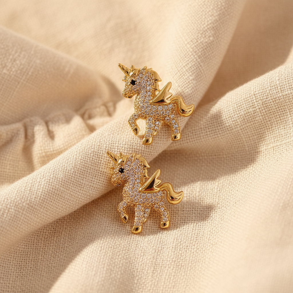 Gold Unicorn Earrings