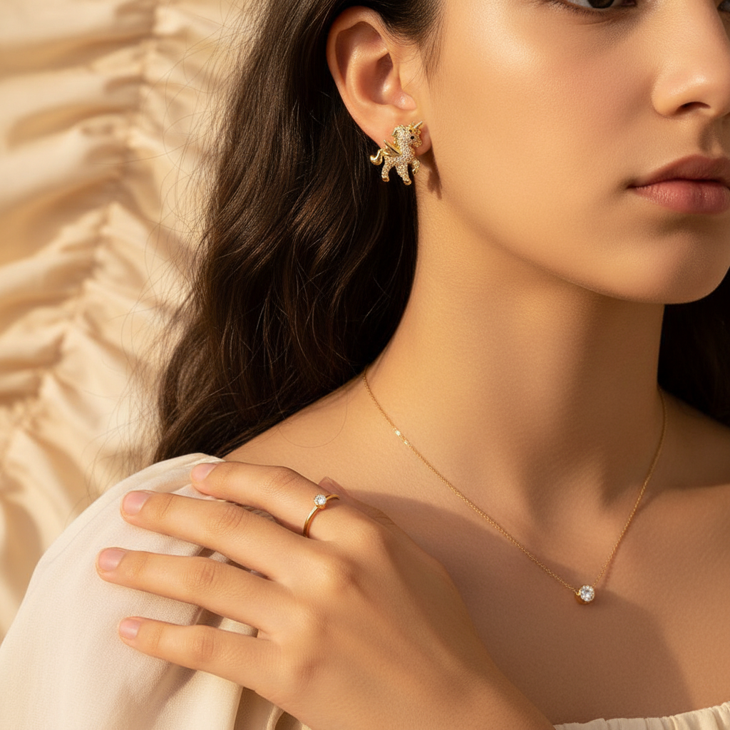 Gold Unicorn Earrings