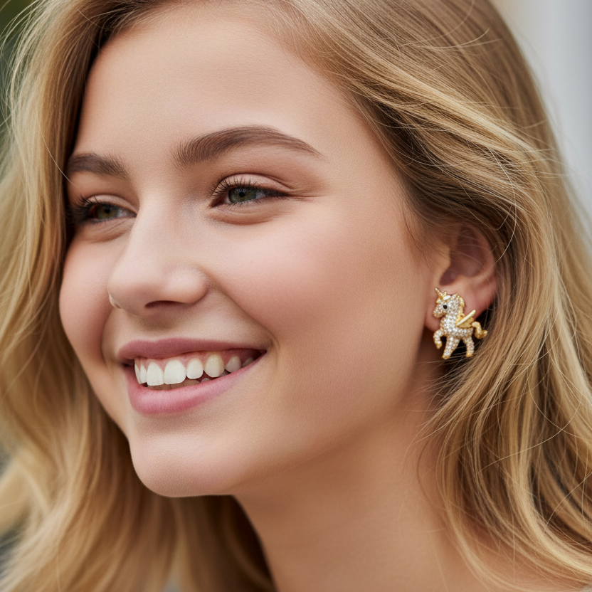 Gold Unicorn Earrings
