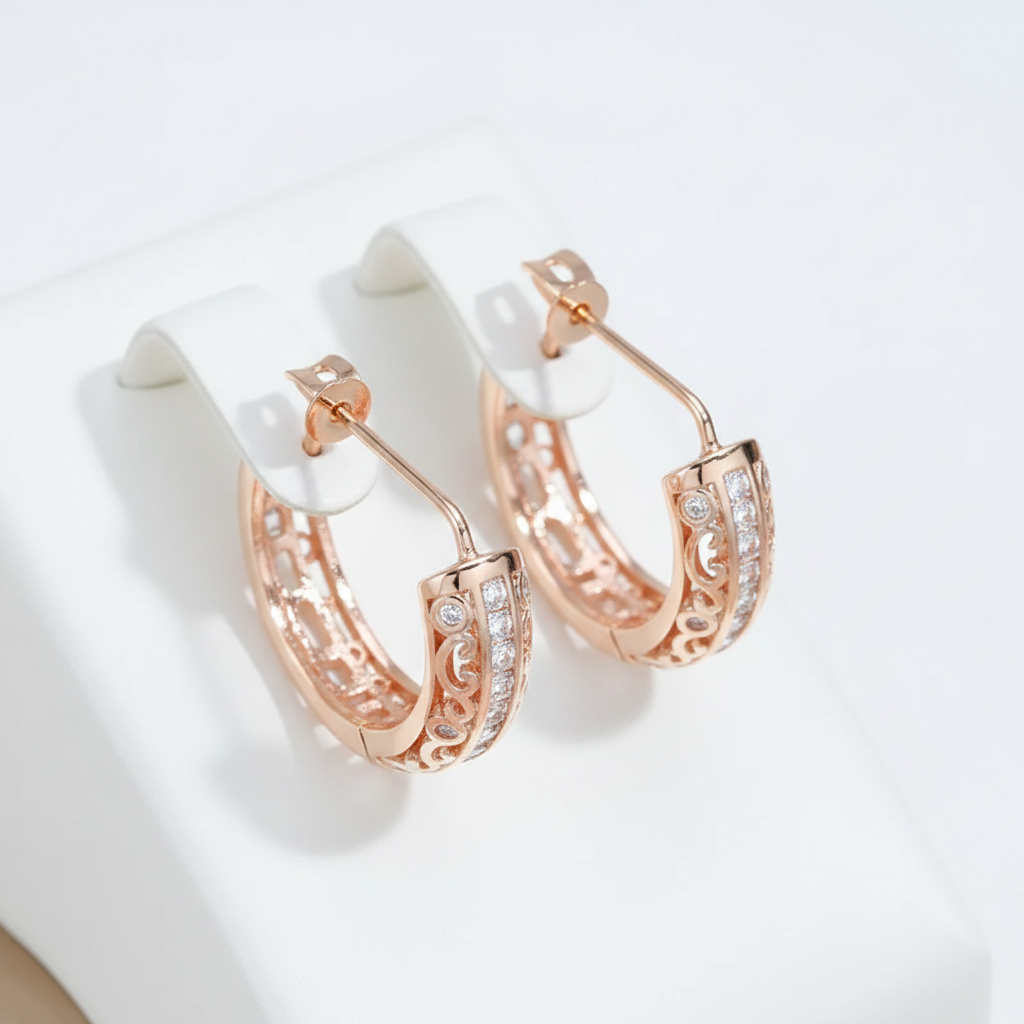Golden Zirconia Hoop Earrings