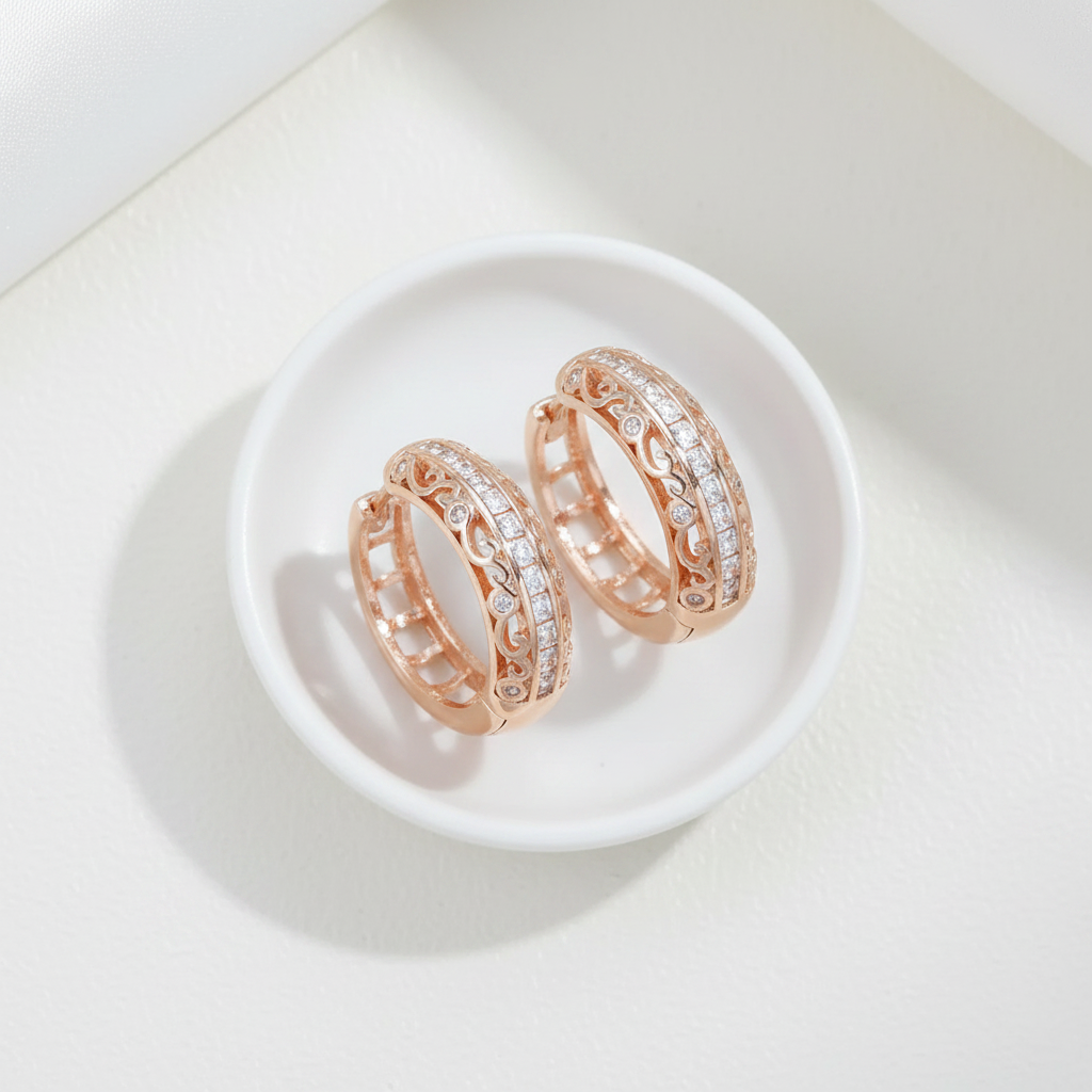 Golden Zirconia Hoop Earrings