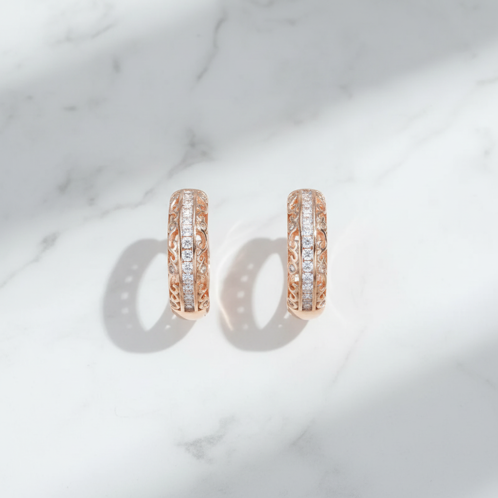 Golden Zirconia Hoop Earrings