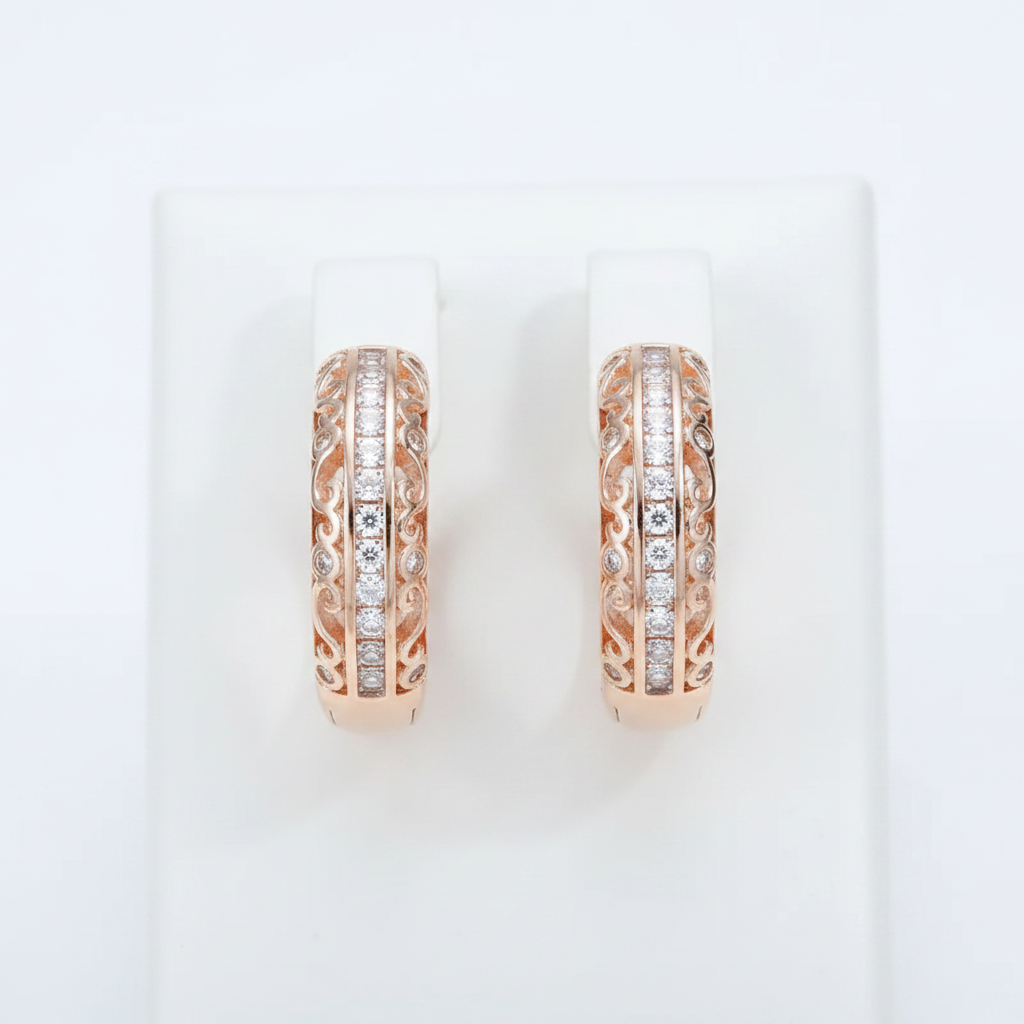 Golden Zirconia Hoop Earrings