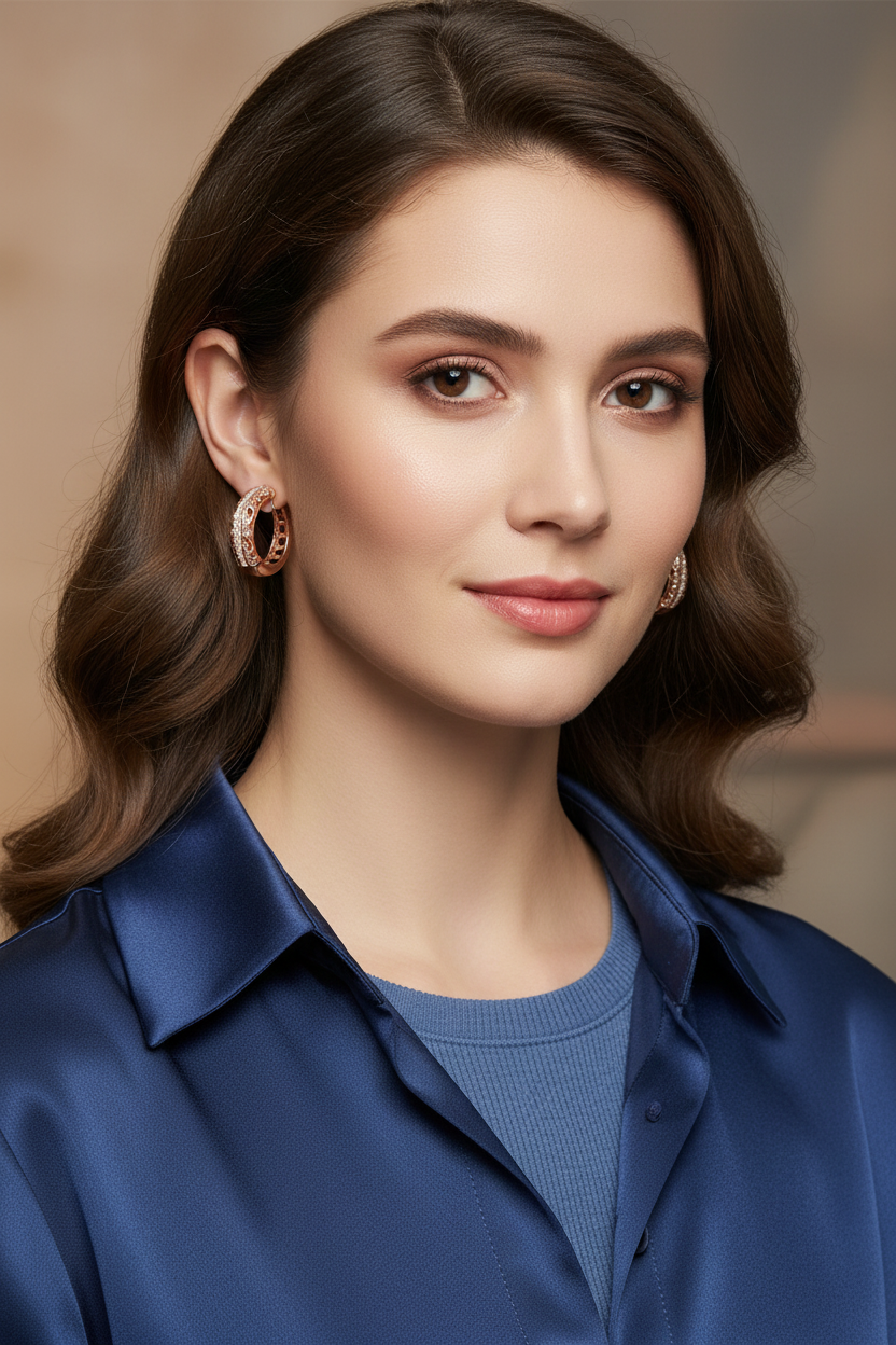 Golden Zirconia Hoop Earrings