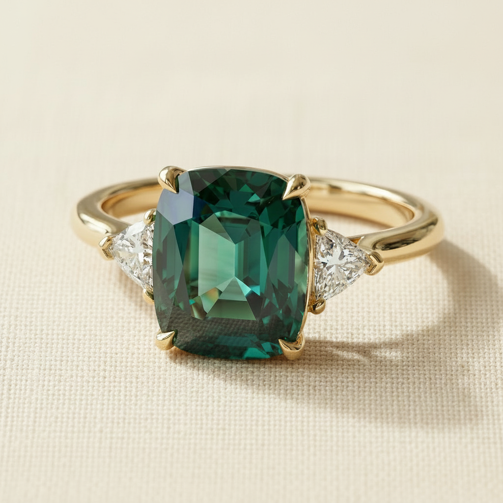 Green Zirconia Ring in Gold