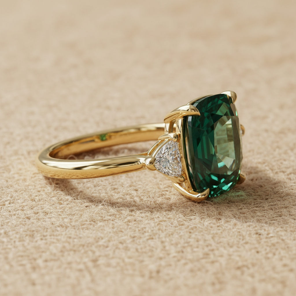 Green Zirconia Ring in Gold
