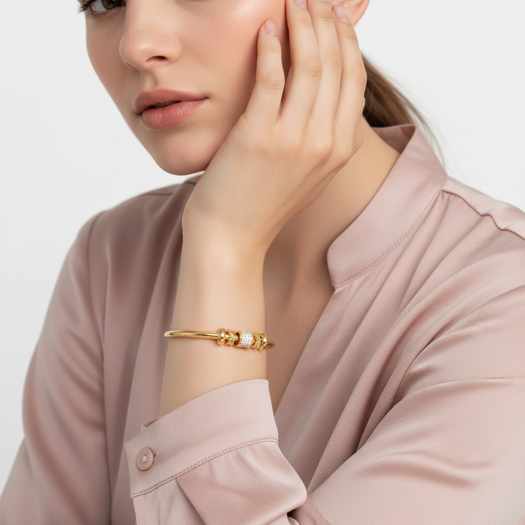 Adjustable Bracelet with Golden Charms