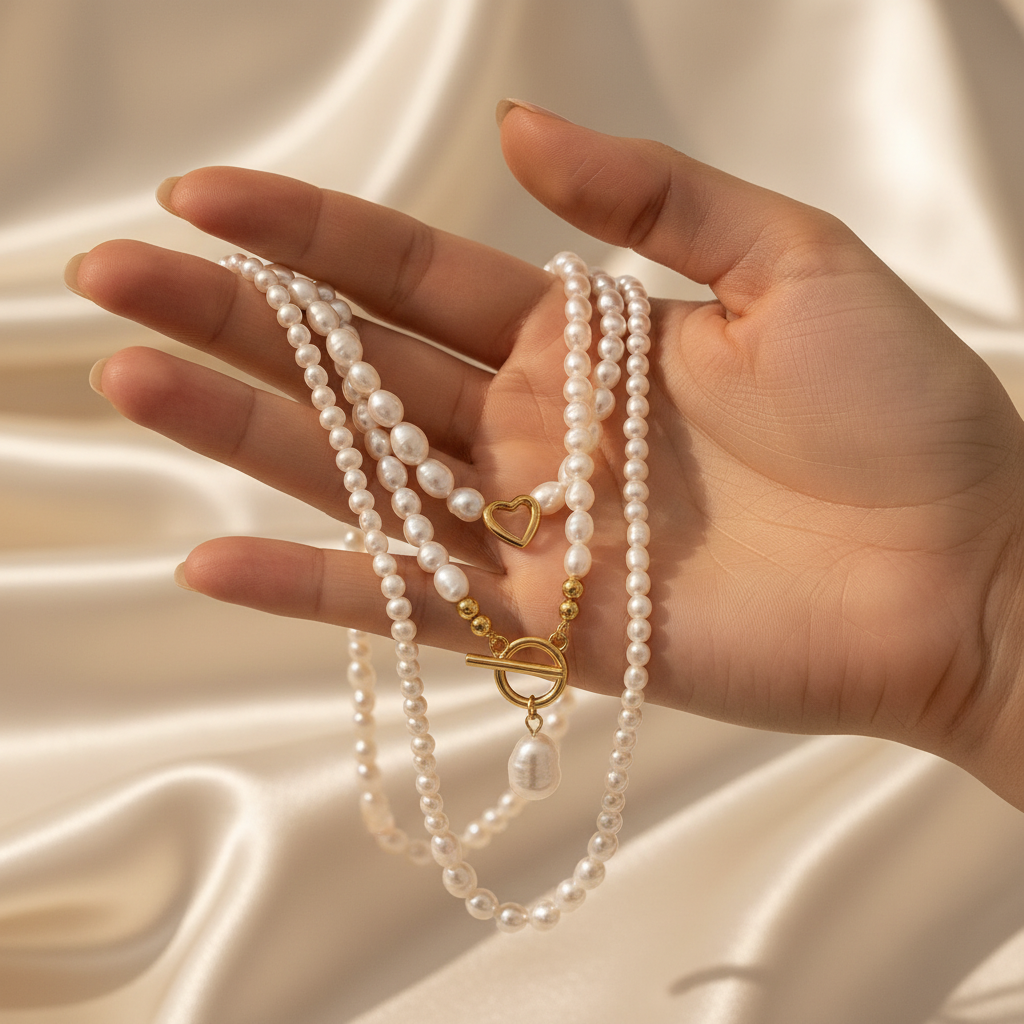 Freshwater Pearl Layered Necklace in Gold