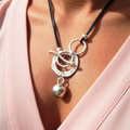 Silver Toggle Leather Cord Necklace