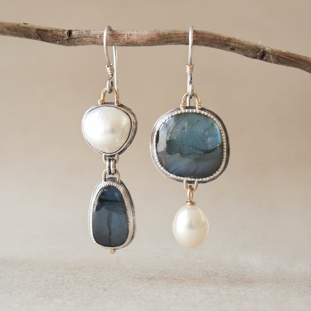 Vintage Blue Natural Stone Earrings