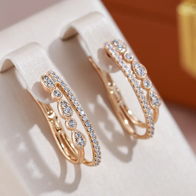 Gold Earrings with Zircon