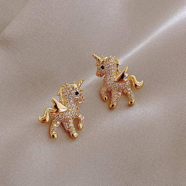 Gold Unicorn Earrings