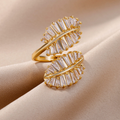 Golden Zirconia Ivy Ring