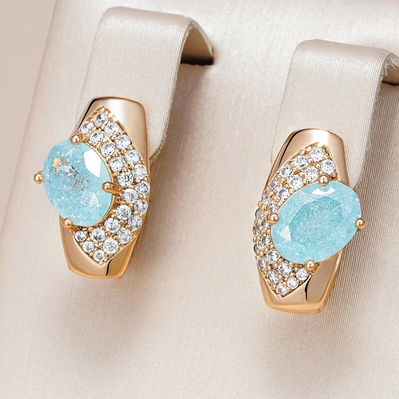 Blue Opal Huggie Earrings