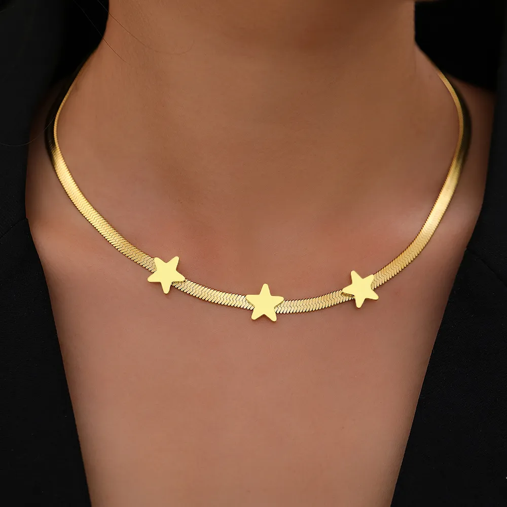 Triple Star Golden Necklace