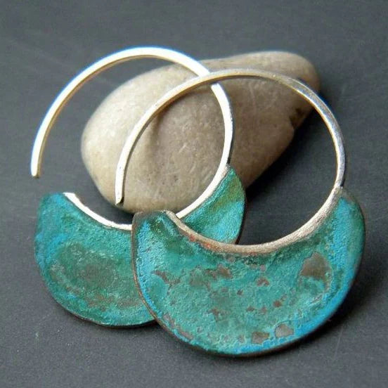 Turquoise Stone Hoop Earrings