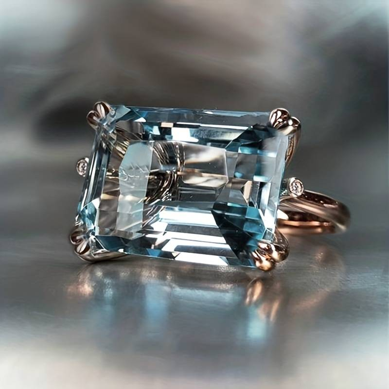 Vintage Blue Zirconia Solitaire Ring