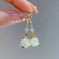 Vintage Golden Opal Dangle Earrings
