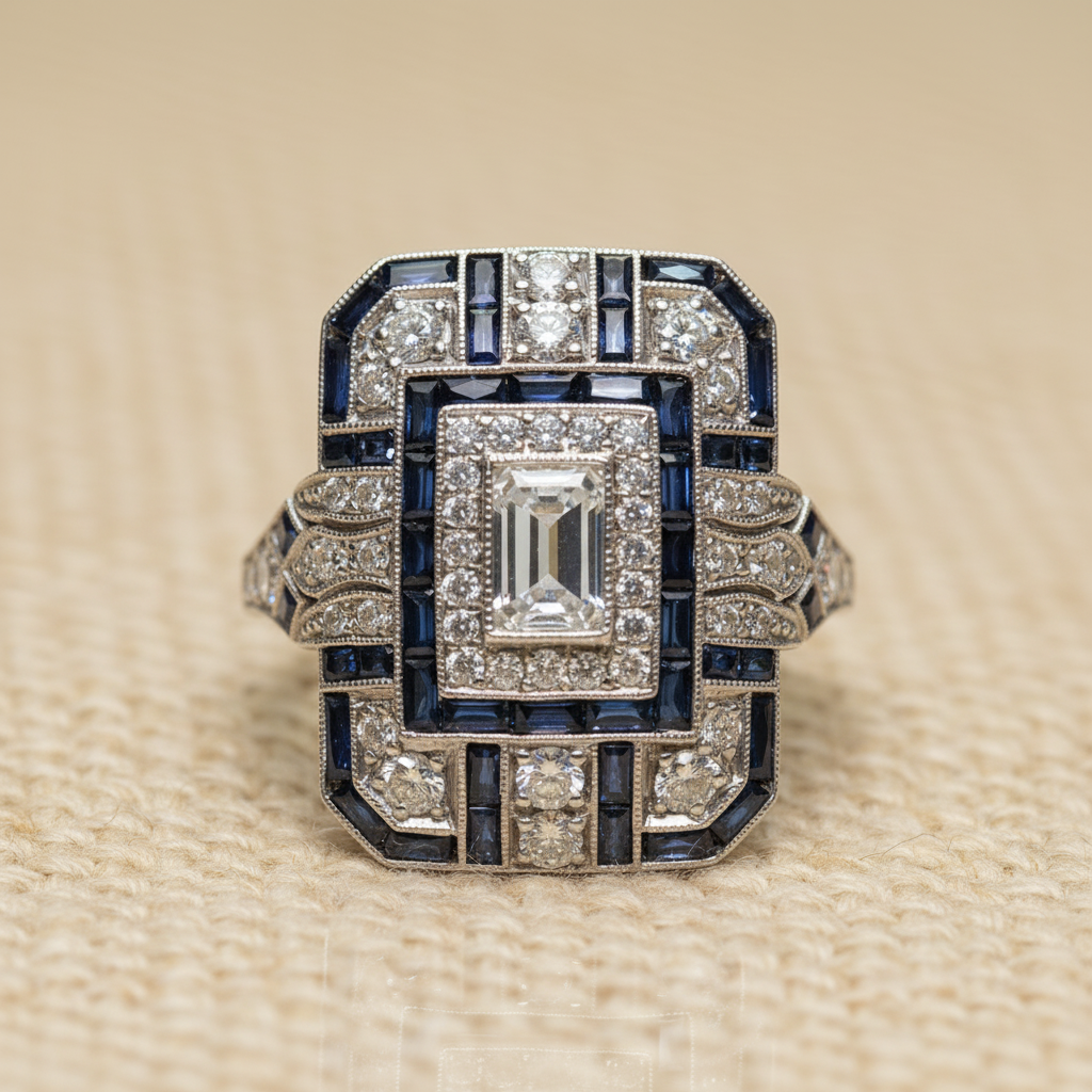 Vintage Silver & Blue Zirconia Ring